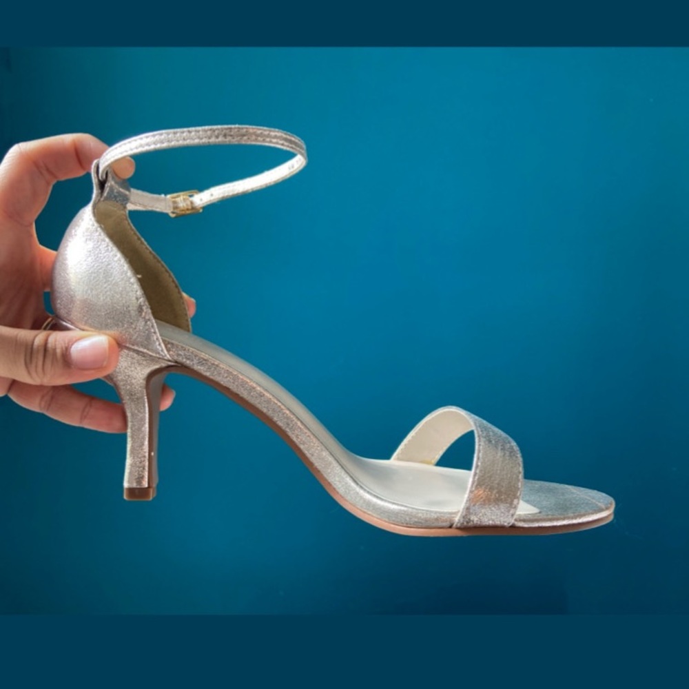 David’s Bridal Metallic Champagne Strap Heel